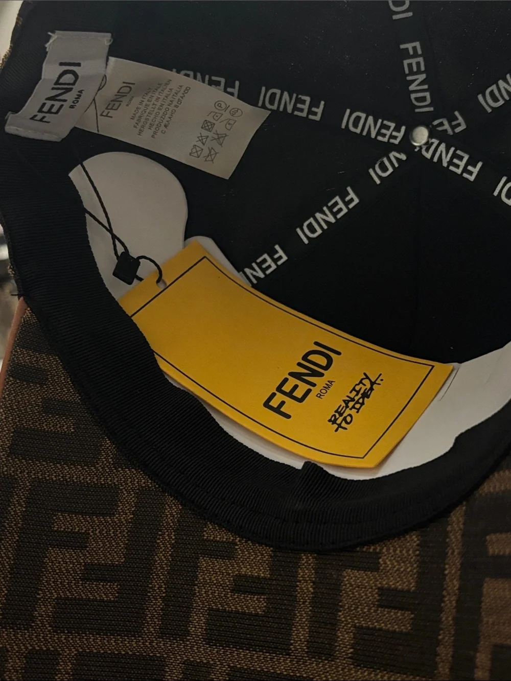 Unisex Fendi Brown & Beige Monogram Hat